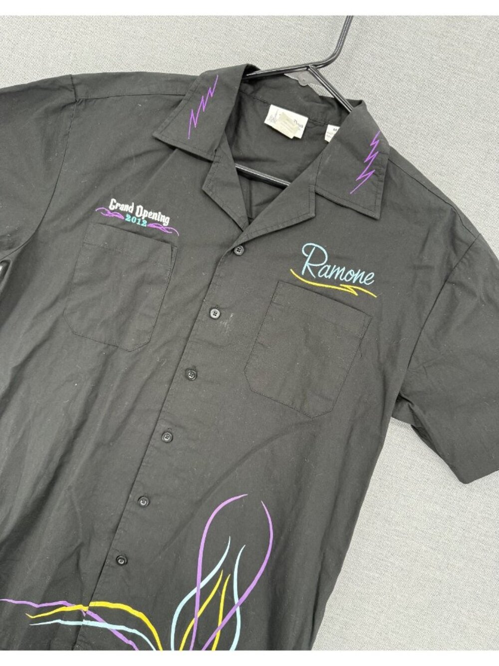 Disney RAMONE'S Body Art Cars Land 2012 Grand Opening Button Shirt Mens M